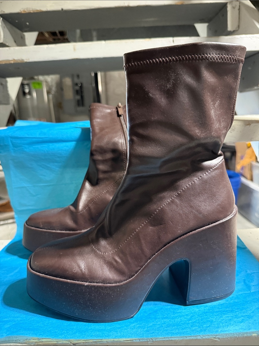 Zara Dark Brown Platform Ankle Boots